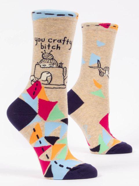 You Crafty Bitch Women's Crew Socks-Fun & Games-Blue Q-Women's Shoe Size 5-10-The Bay Room