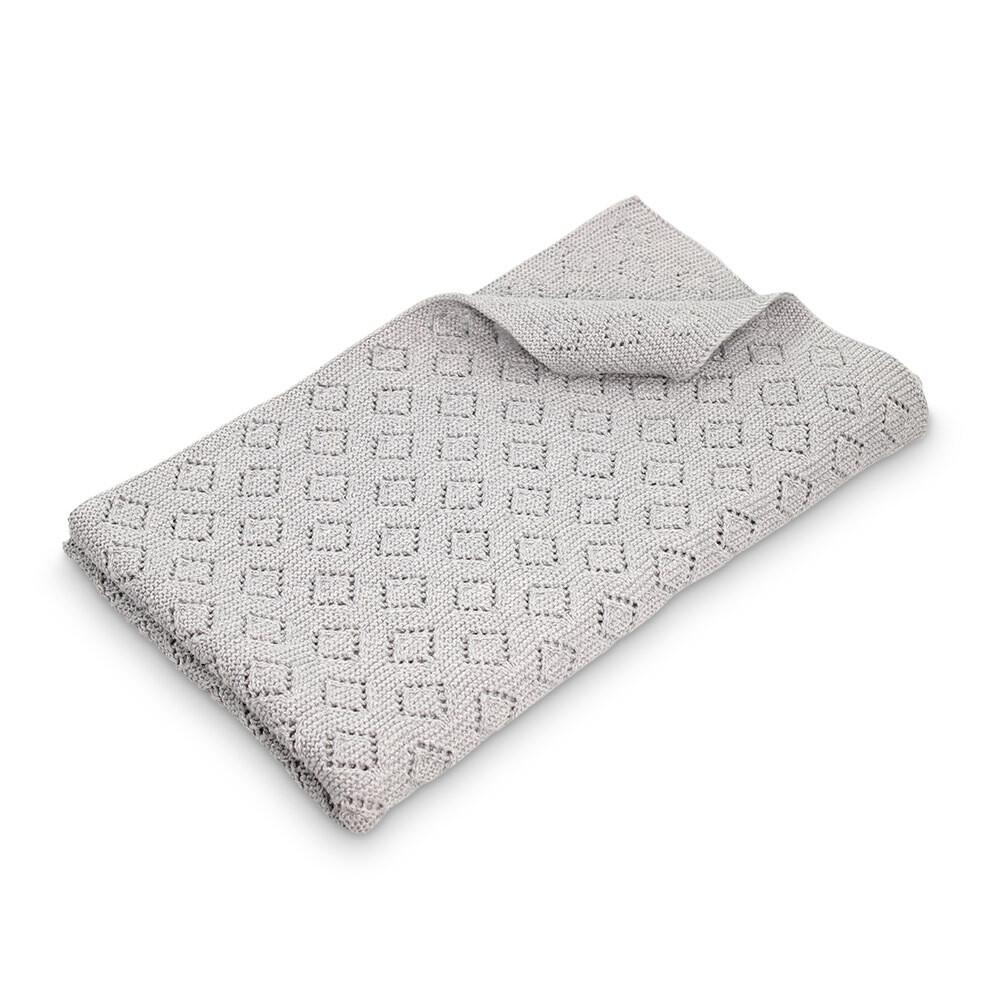 Milo Cotton Pointelle Knitted Blanket - Grey-Nursery & Nurture-Dlux-The Bay Room